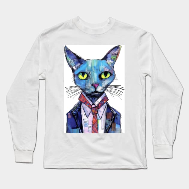 Abstract Cat 7 Long Sleeve T-Shirt by erzebeth